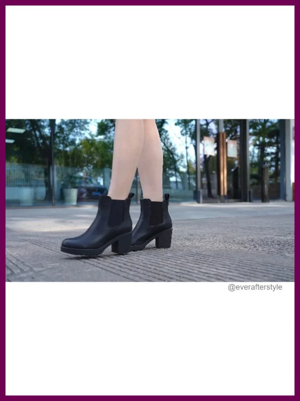 Vegan Leather Low Heel Chunky Ankle Boots Women Chelsea Bootie